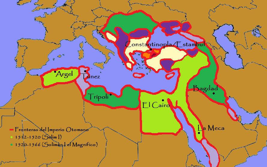mapa europa y africa. Mapa del Imperio Otomano en