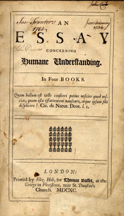 Essay concerning human understanding 1690. john locke