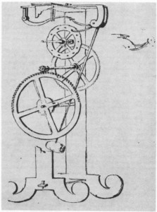 Diseño del reloj de péndulo de Galileo, 1641 .