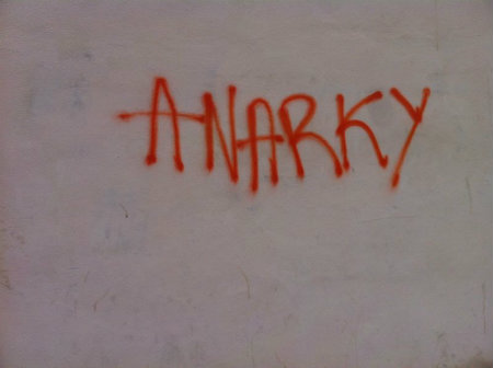 Éste graffiti textual puede hacer referencia a diferentes cosas. En primer lugar, podría hacer referencia a lo que en castellano se traduciría como ‘anarquía’, aunque escrito así, estaría mal y […]