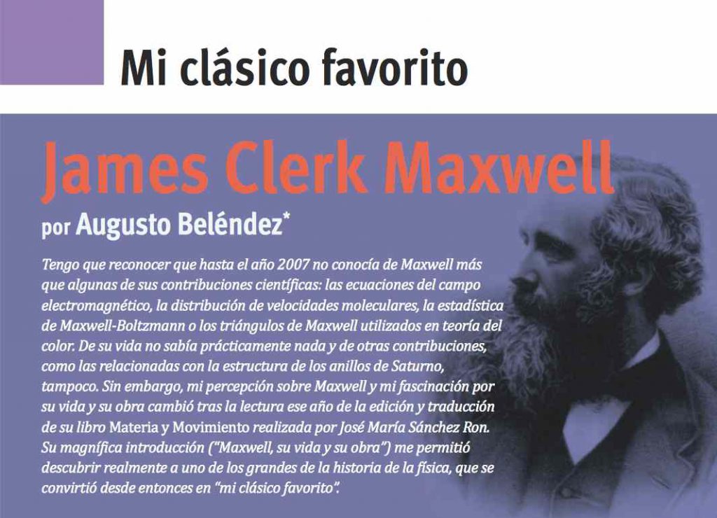 Mi clásico favorito: James Clerk Maxwell” en la Revista Española de Física | Física para tod@s