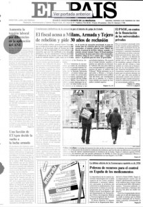 Portada periódico El País: 5 de febrero de 1982