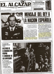 Portada periódico El Alcázar: 23 febrero 1981