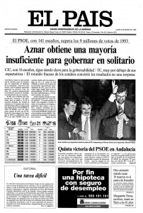 Portada de El País de 4 de marzo de 1996 Fuente: El País
