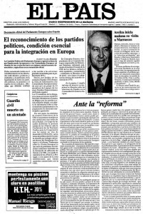 Primera portada de El País, 4 de mayo de 1976 Fuente: El País