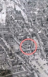 Plaza Dauphine - Fragmento del plano Merien (1615)