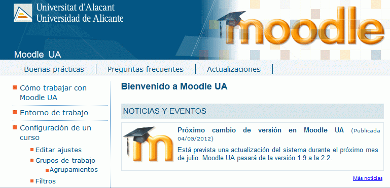 Moodle-UA  se actualiza a la versión 2.2