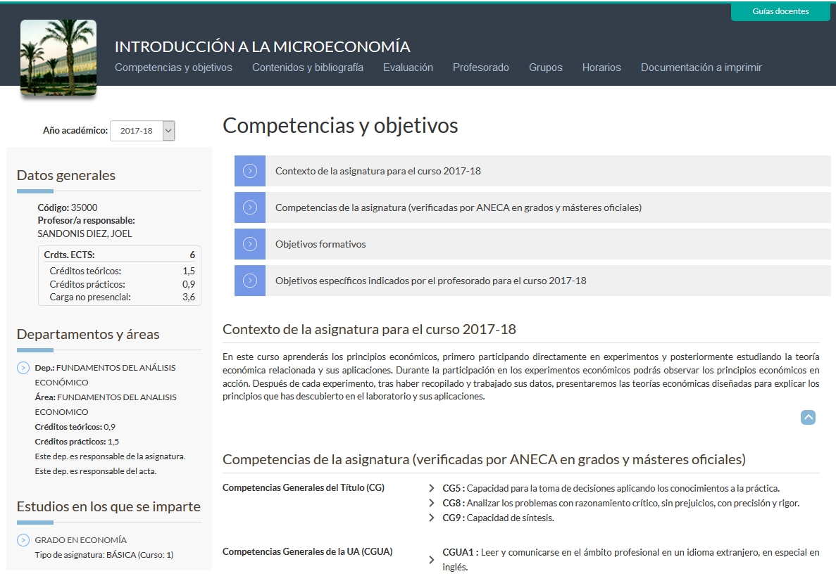 Nuevo formato de guías docentes