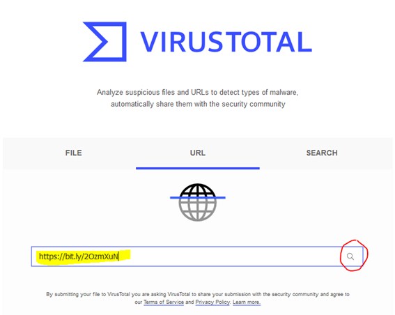 Verificar enlace en Virus Total