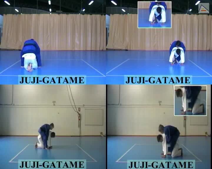 Volteo de judo en suelo para terminar en luxación Juji Gatame