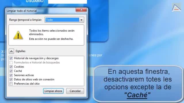limpiar caché navegador firefox valenciano