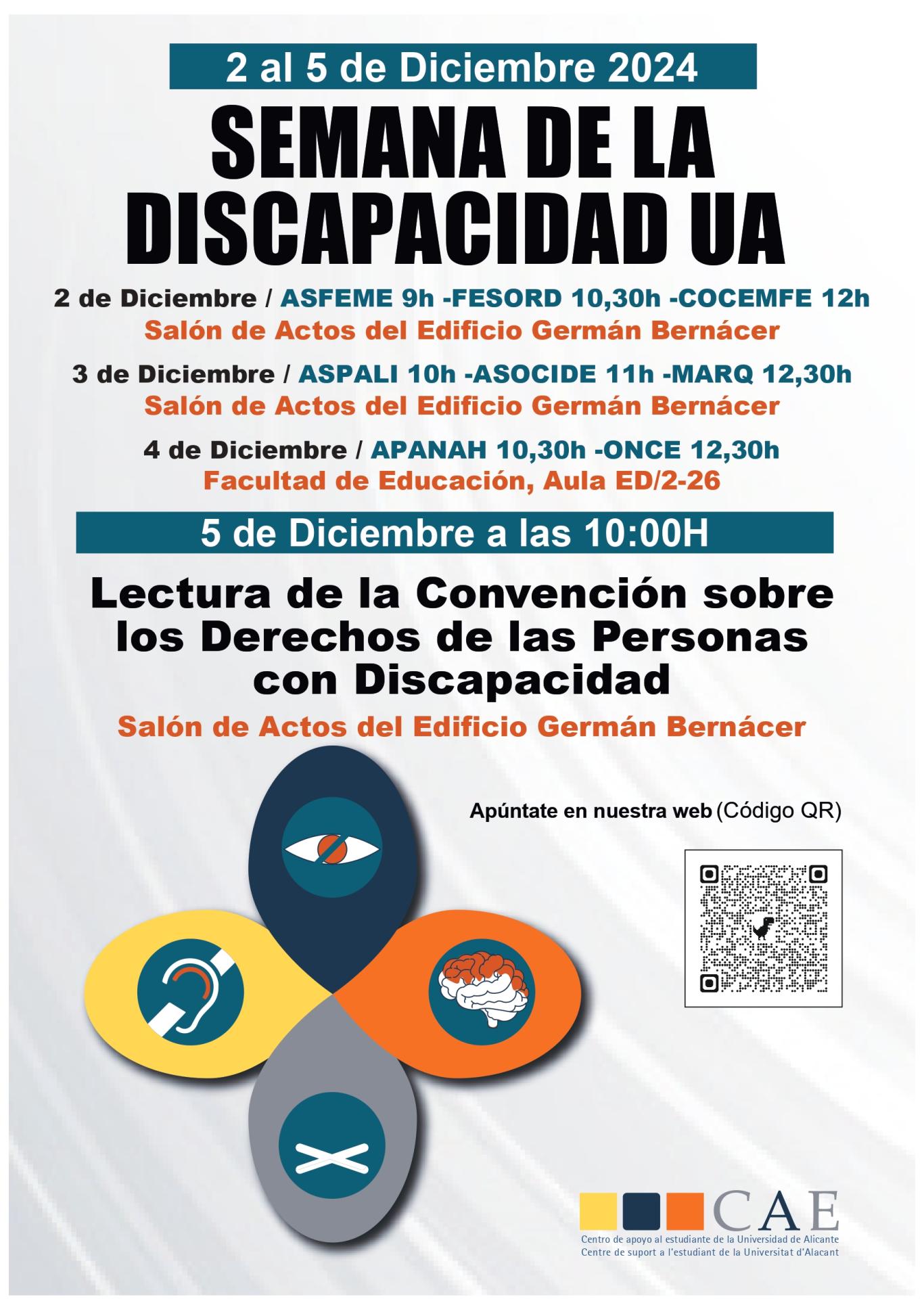 Cartel de la semana de la discapacidad UA con la programación