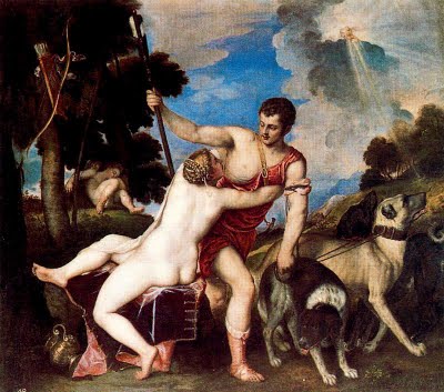 Venus y Adonis, cuadro de Tiziano (1553). Museo del Prado